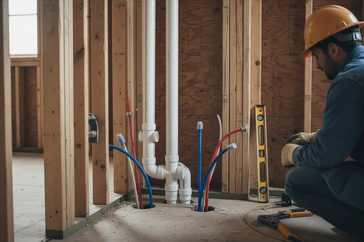 Drain and supply rough-in during Drain Cleaning in Challenge