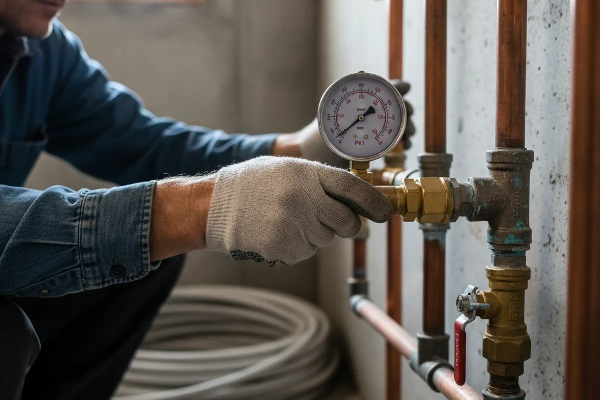 Pressure testing a repaired line during Water Line Repair in Challenge