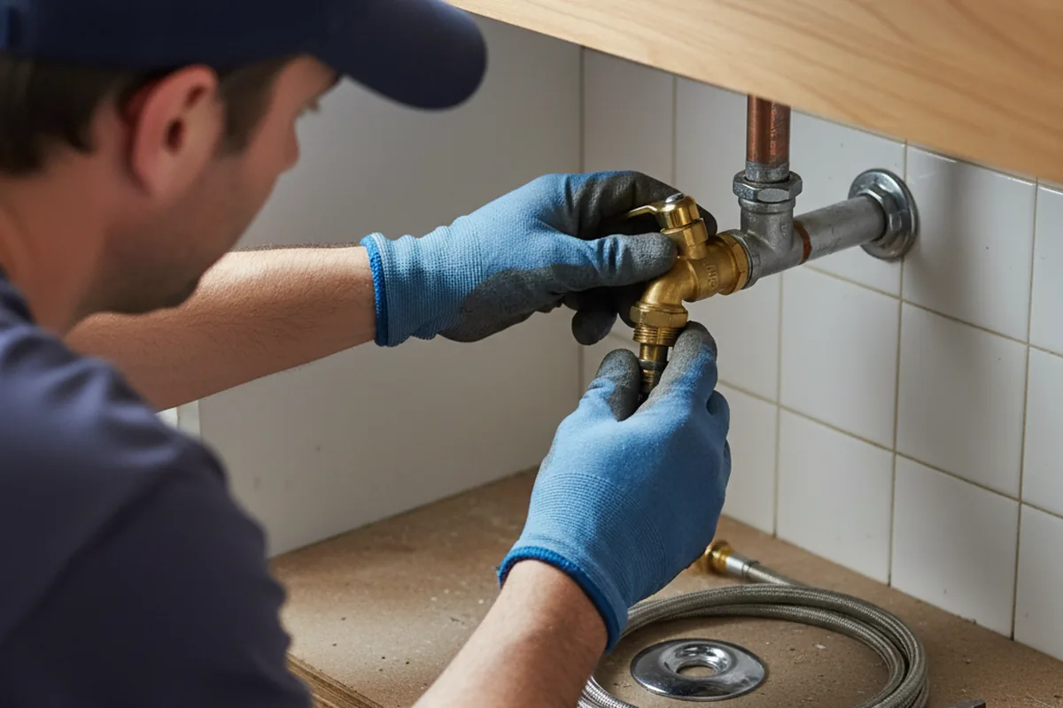 Shutoff valve and fitting work during Faucet and Fixture Repair in Challenge